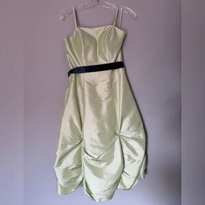 DaVinci Dress in Pale Green with Black Waistband